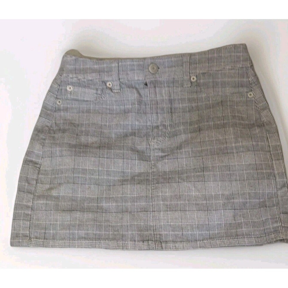 American Eagle Outfitters Plaid Mini Skirt Womens 0 Gray Super Stretch Pockets